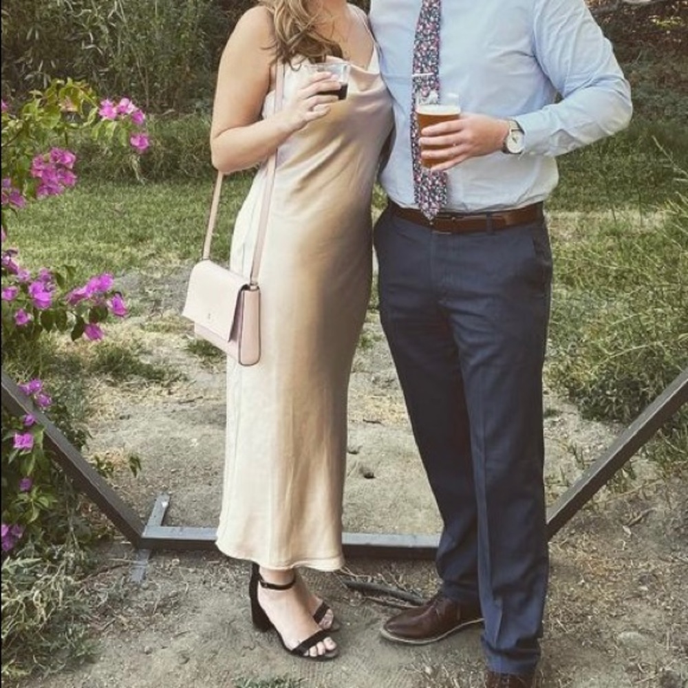 Champagne cowl neck brides maids dress